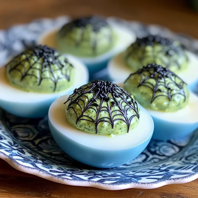 spooky spiderweb deviled eggs