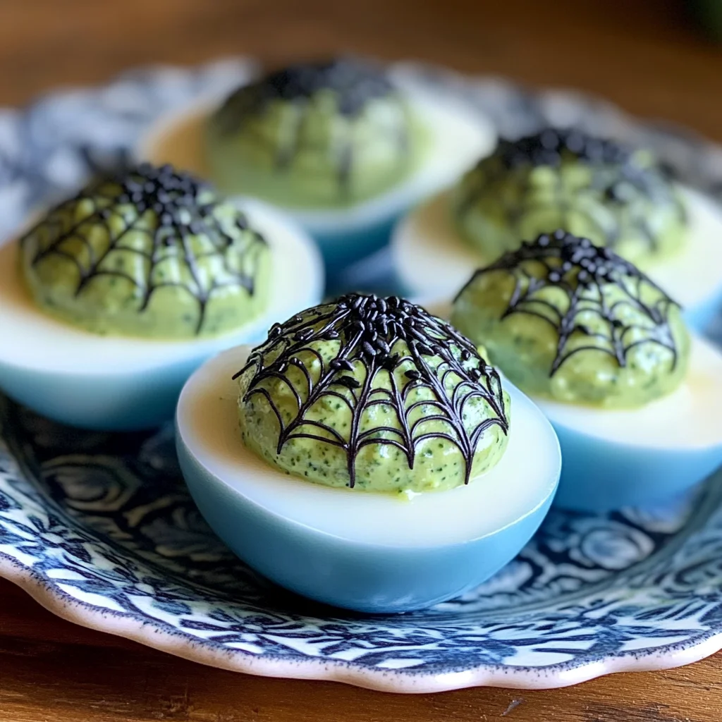 spooky spiderweb deviled eggs
