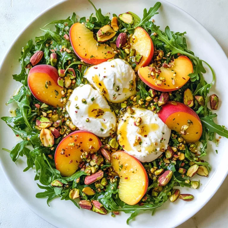 Peach Burrata Arugula Salad