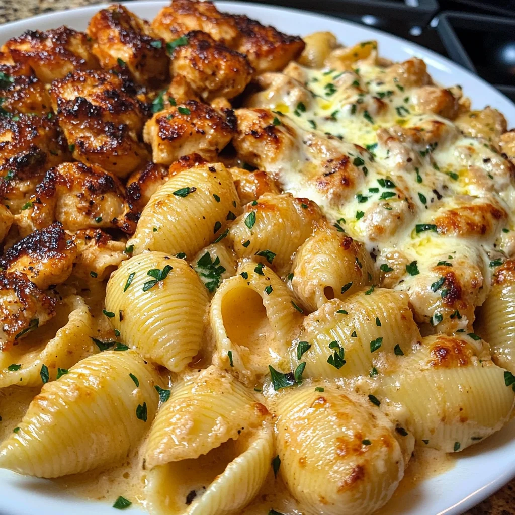 Creamy Parmesan Chicken Shells with Melted Mozzarella