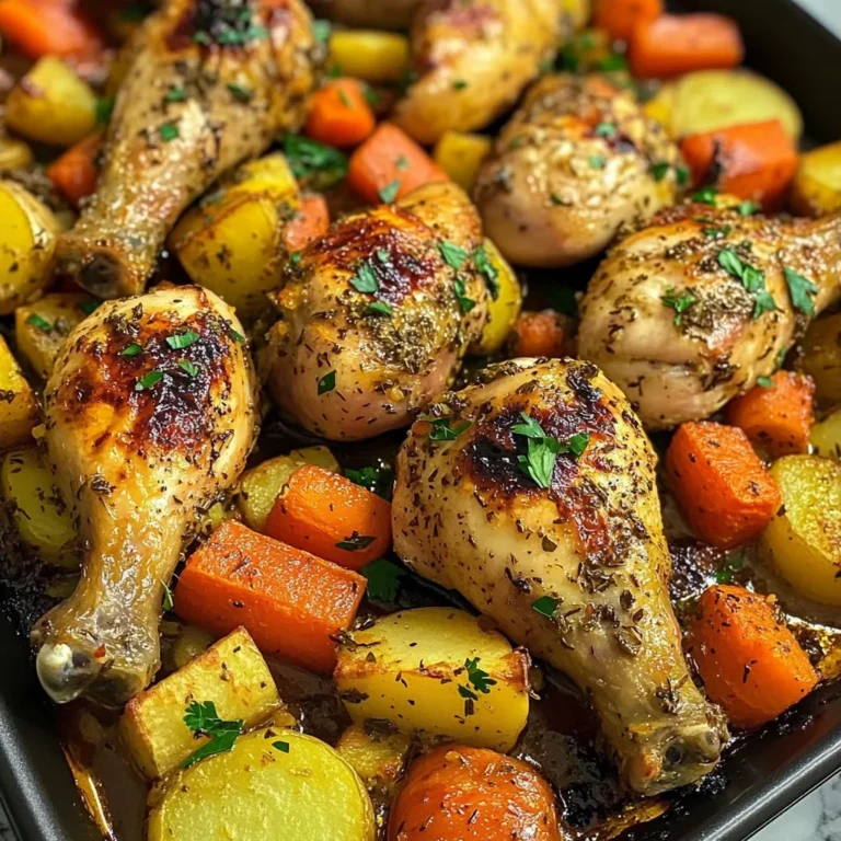 Garlic Herb Chicken Drumsticks with Roasted Veggies