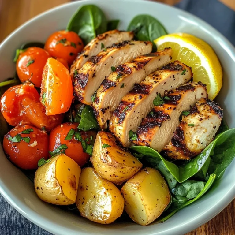 Grilled Chicken & Root Veggie Bowl with Spinach & Lemon