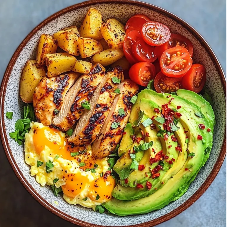 Protein Power Bowl with Avocado, Eggs, and Chicken