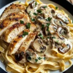 Creamy Garlic Mushroom Chicken Fettuccine