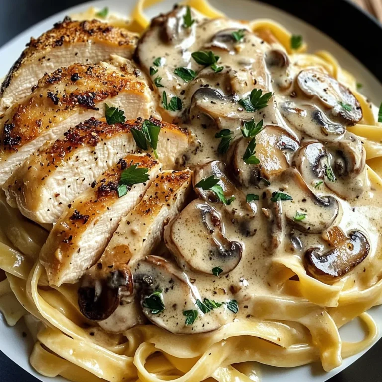 Creamy Garlic Mushroom Chicken Fettuccine