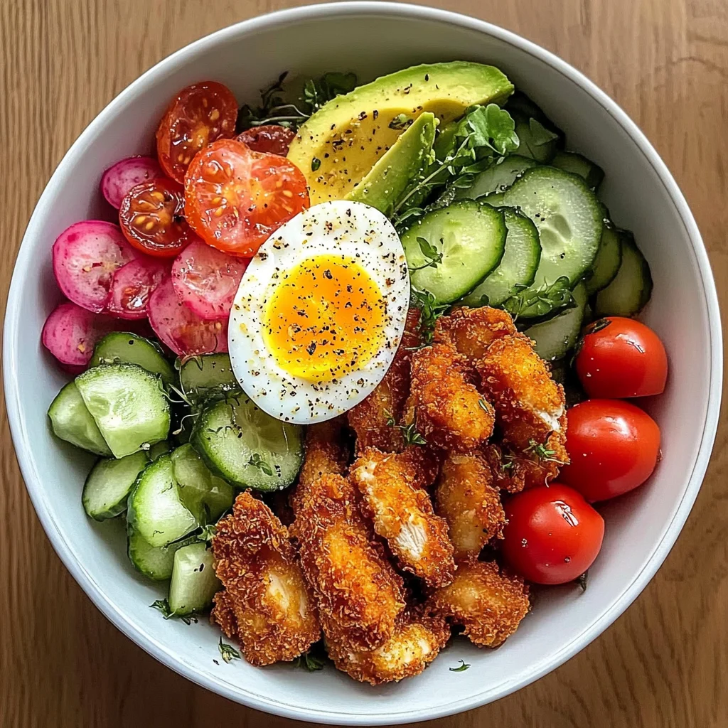 Crispy Chicken & Veggie Power Bowl with Avocado & Egg