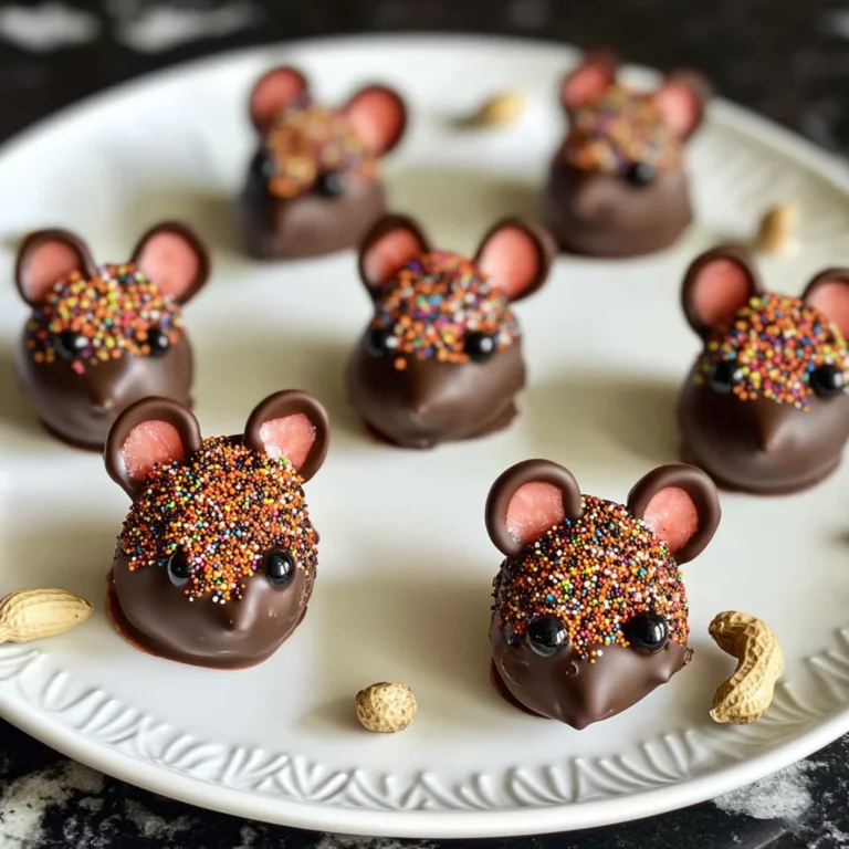Halloween Dessert - Strawberry and Chocolate fudge mice