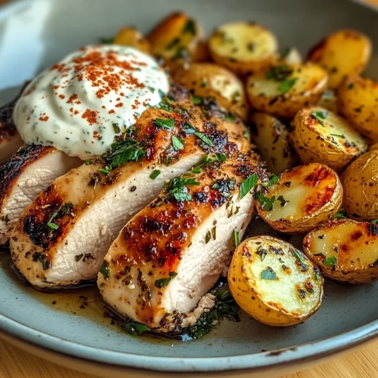 Herb-Marinated Chicken with Roasted Potatoes & Creamy Dip