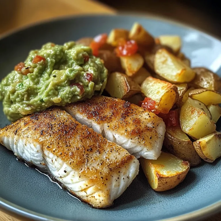 Pan-Seared Fish with Roasted Potatoes & Guacamole