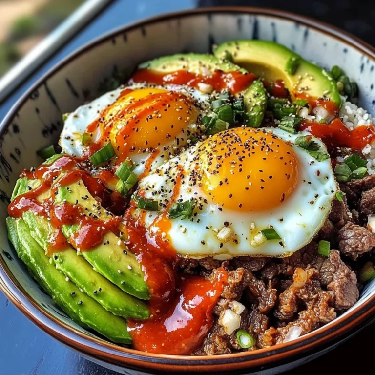 Spicy Avocado & Beef Protein Bowl with Fried Eggs