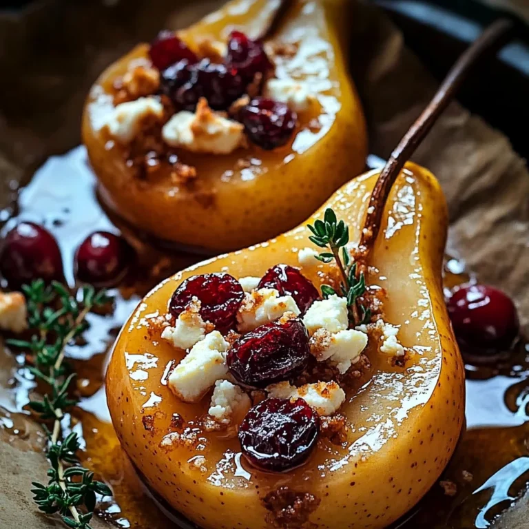 Baked Pears with Feta, Honey, and Cranberries