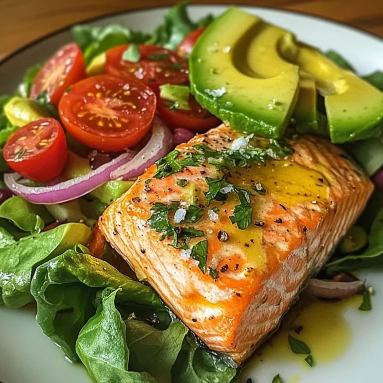Baked Salmon Fillet with Avocado & Tomato Salad