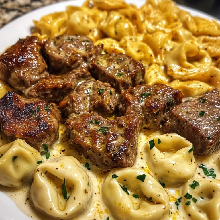 Cheesy Cajun Beef Tortellini in Creamy Garlic Alfredo