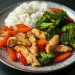 Chicken Stir-Fry with Steamed Broccoli & Fluffy Rice