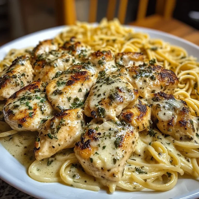 Creamy Garlic Parmesan Chicken with Cheesy Linguine Pasta