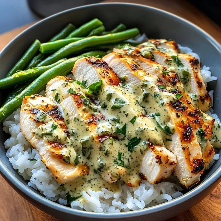 Creamy Herb Chicken Rice Bowl with Green Beans