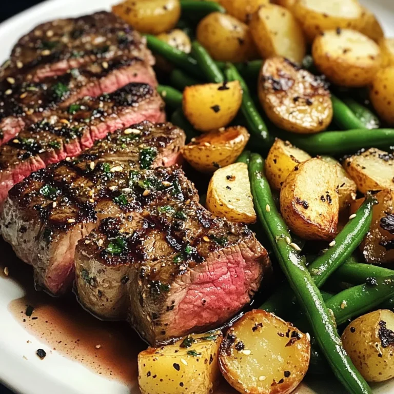 Garlic Herb Steak with Crispy Potatoes & Green Beans