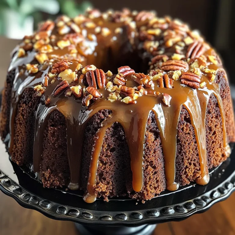 German Chocolate Bundt Cake with Caramel Pecan Topping