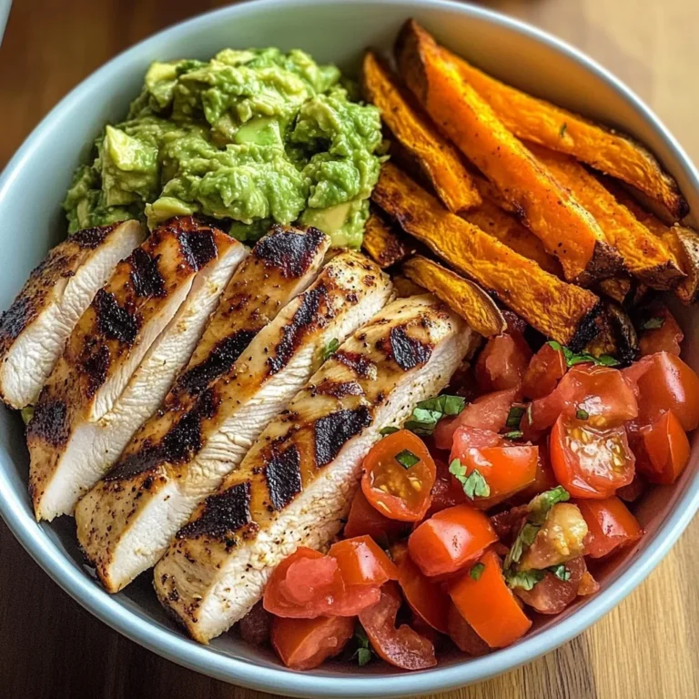 Grilled Chicken Power Bowl with Sweet Potato Fries & Fresh Guac