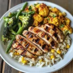 Grilled Chicken with Veggie Rice & Roasted Broccoli-Cauliflower