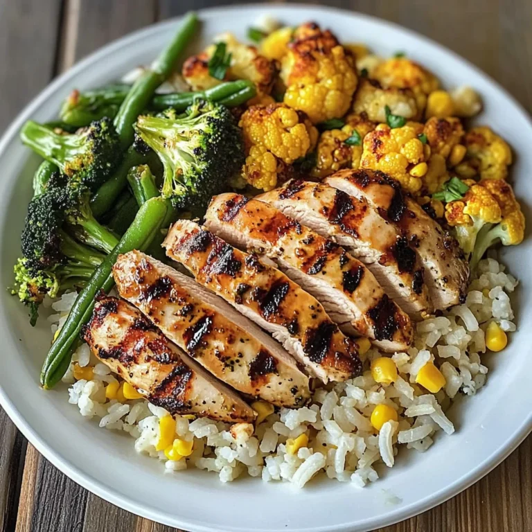 Grilled Chicken with Veggie Rice & Roasted Broccoli-Cauliflower