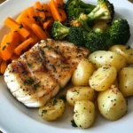 Herb-Crusted Fish with Steamed Veggies & Boiled Potatoes