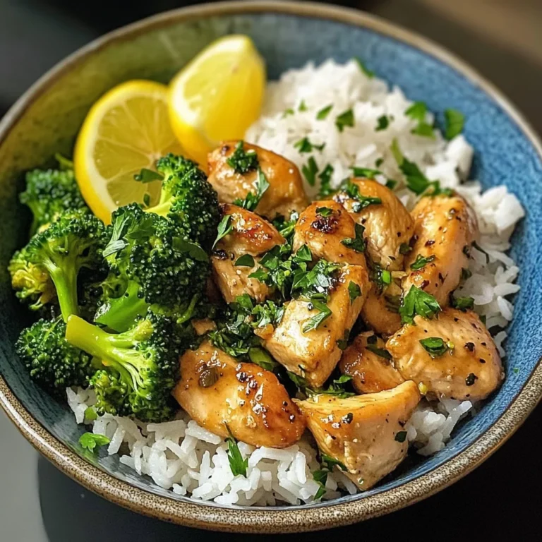 Lemon Garlic Chicken Bowl with Broccoli & Jasmine Rice