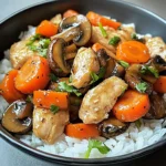 Savory Chicken Stir-Fry with Mushrooms, Carrots & Rice