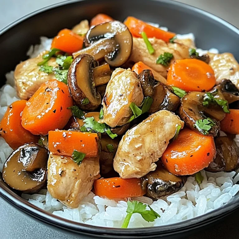 Savory Chicken Stir-Fry with Mushrooms, Carrots & Rice