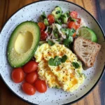 Scrambled Egg & Avocado Plate with Tomato Salad & Sauerkraut
