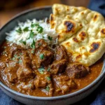 Slow-Cooked Beef Curry with Buttery Garlic Naan