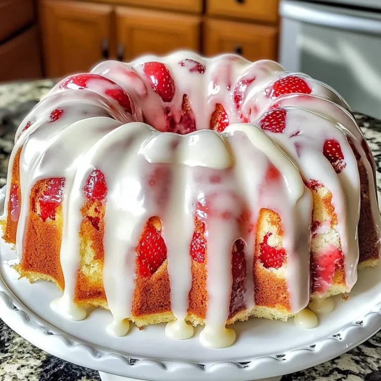 Strawberry Cream Cheese Pound Cake with White Glaze