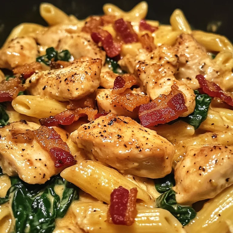 Zesty Honey BBQ Chicken Pasta with Creamy Bacon & Spinach
