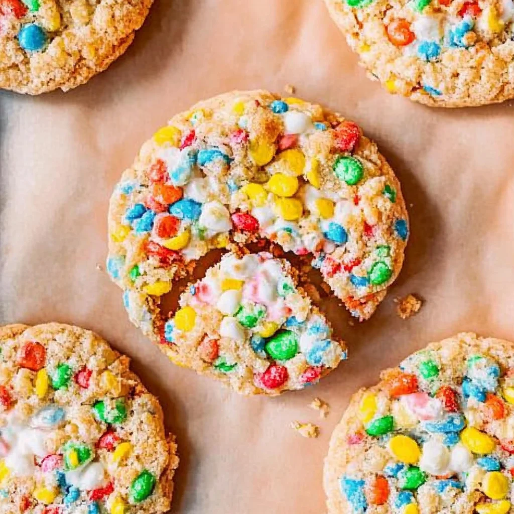 Fruity Pebble Marshmallow Cookies
